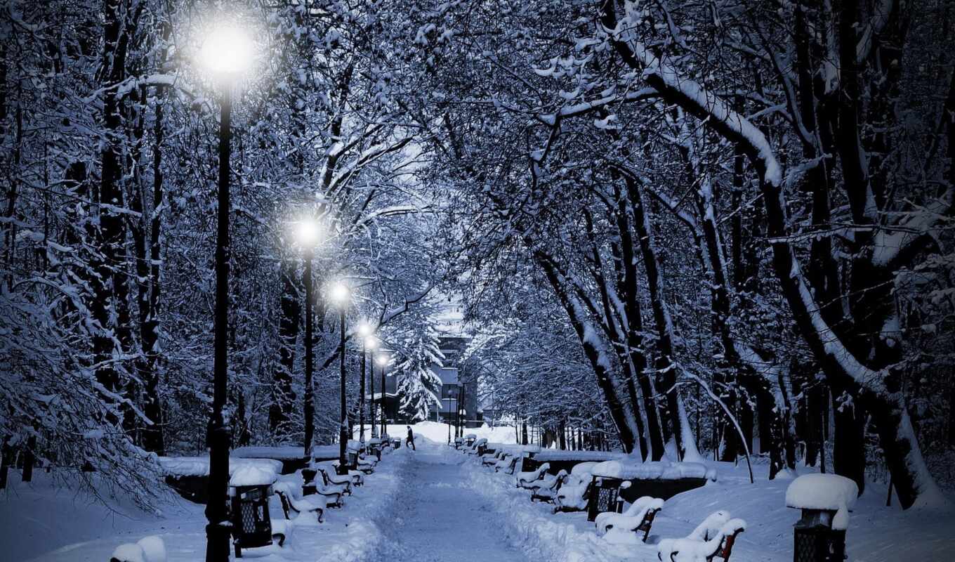 город, ночь, winter, фонарик