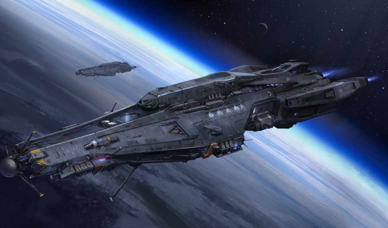 fantastic, ship, space, planet, fly, spaceship, futuristic