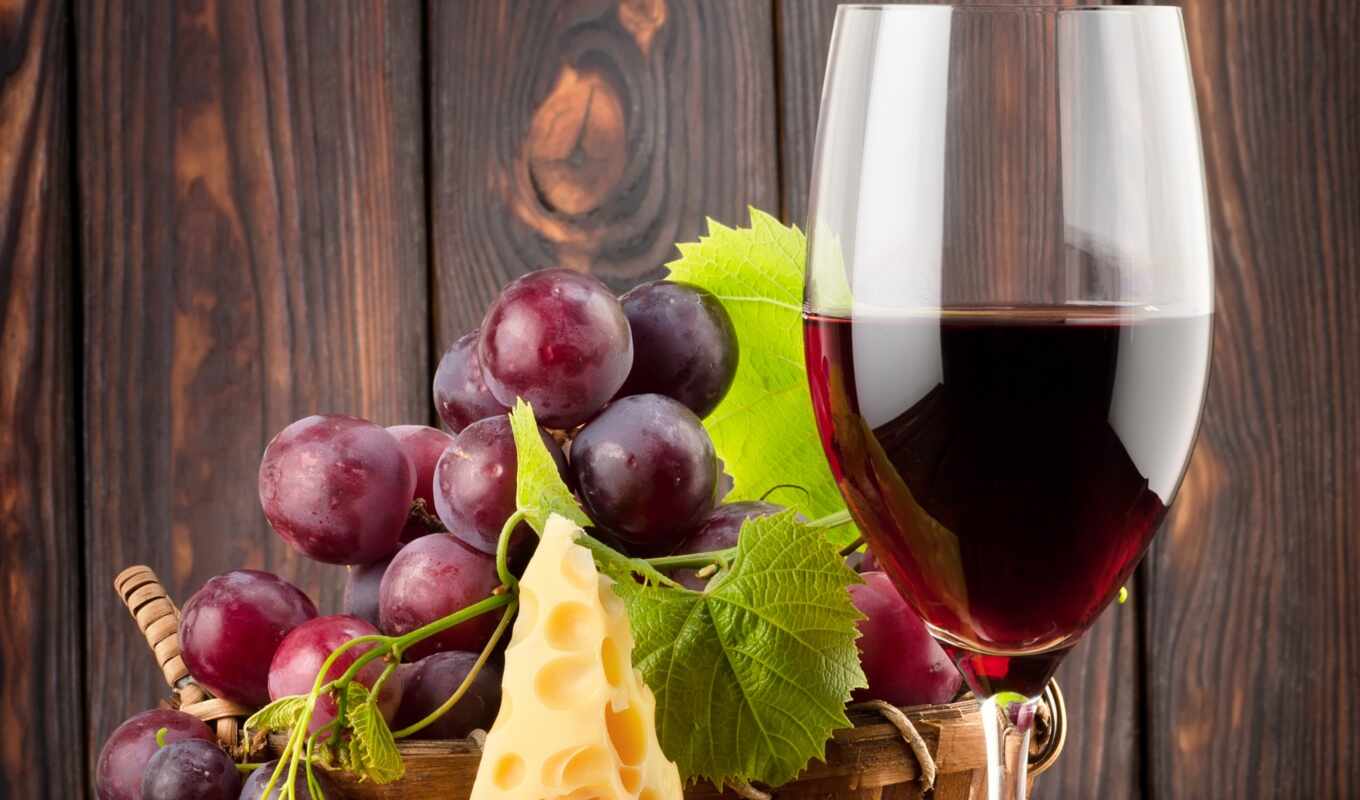 glass, вино, красное, виноград, сыр, листики