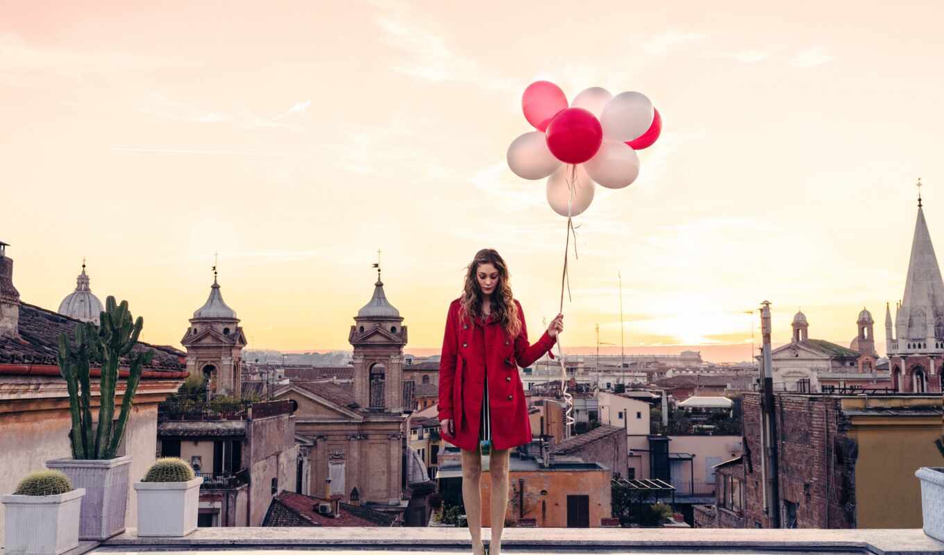 woman, red, model, long, outdoors, fur coat, rome, roma, id, , download wallpaper