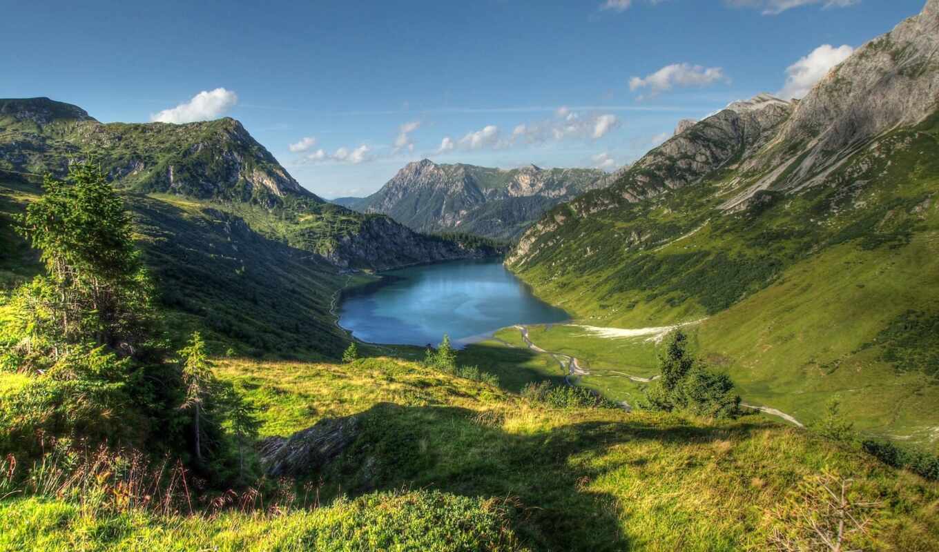 озеро, природа, пейзажи -, гора, landscape, hdr, austrian, горы