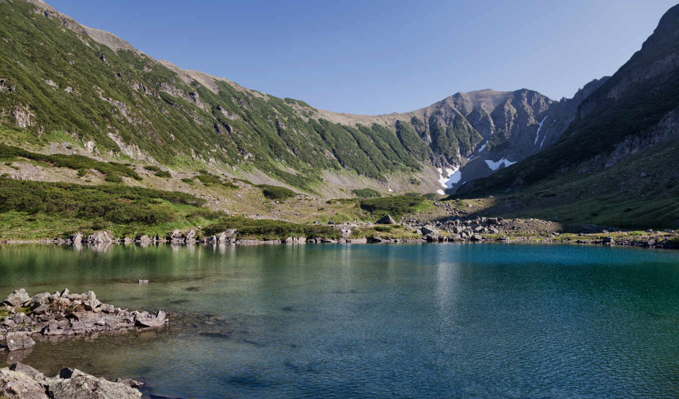 озеро, природа, гора, россия, камчатка