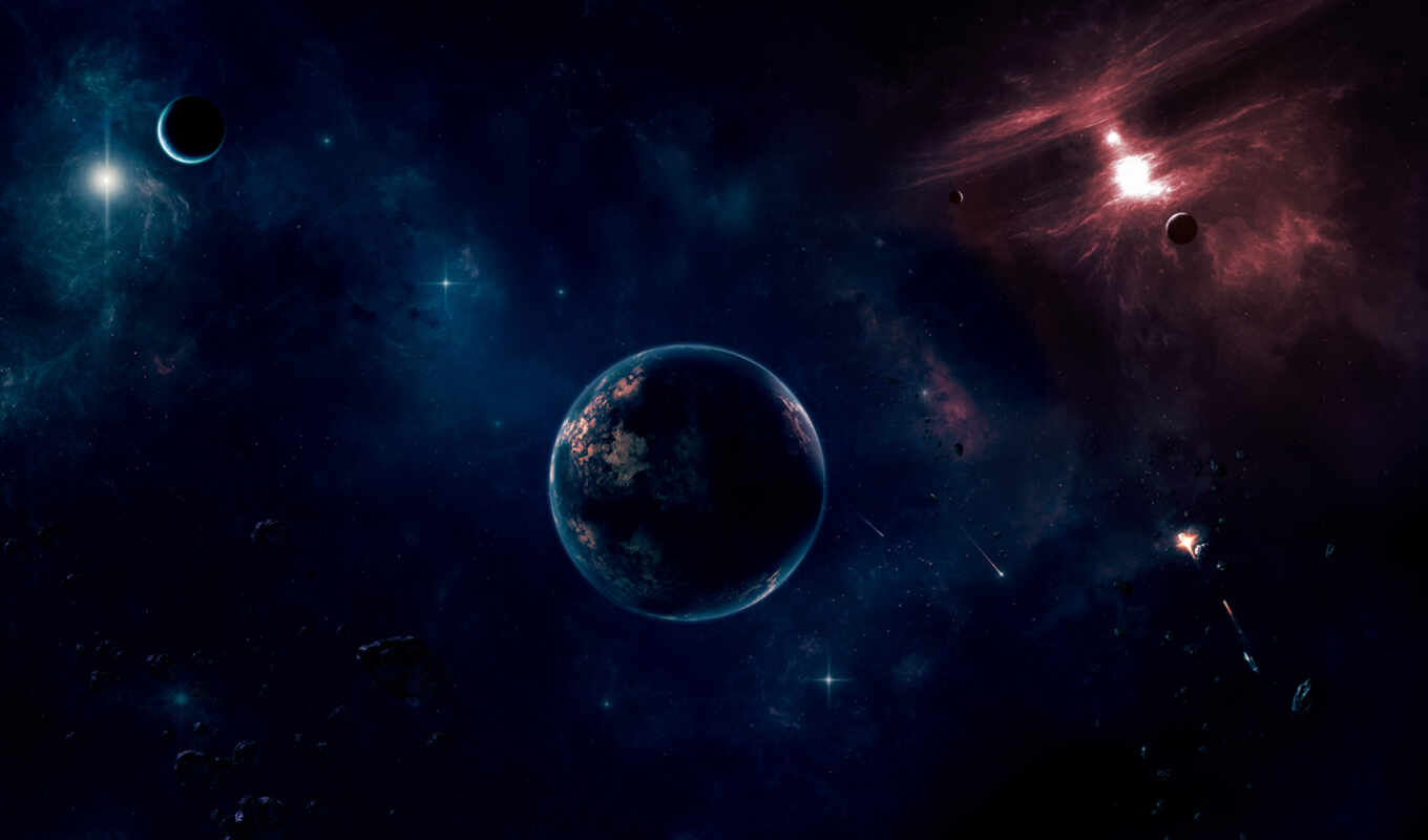 desktop, widescreen, красивые, abyss, планеты, космос, спутник, planet, cosmos, звезды