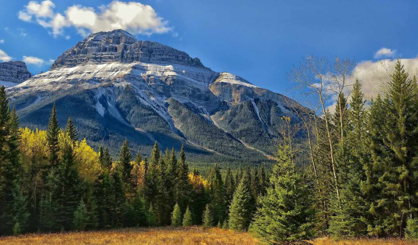 озеро, фон, гора, landscape, park, national, banff, канадский, скалистый, скалы