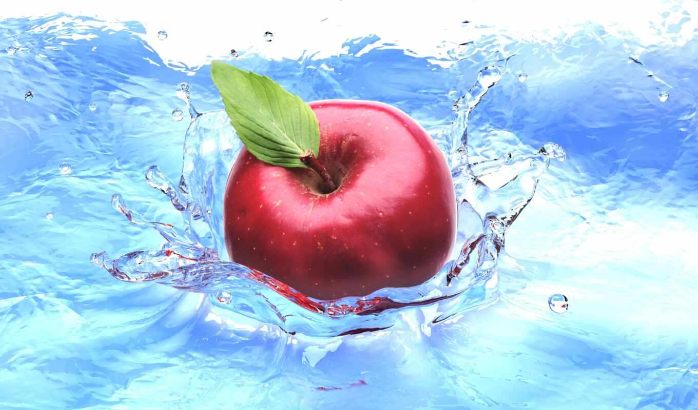 apple, water, splashes, product, nutrition