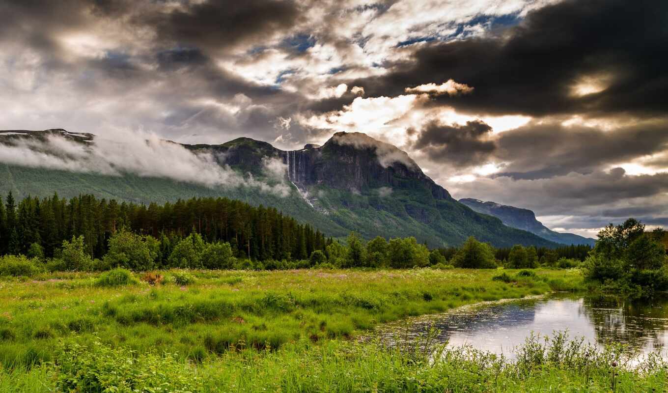 природа, картинка, трава, landscape, река, trees, туры, norwegian, горы, hemsedal, норвегию