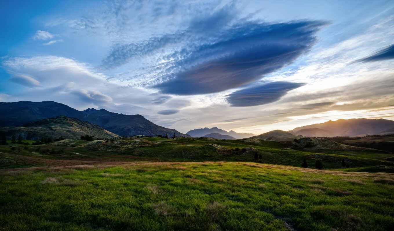nature, the clouds, sky, grass, landscape, new, zealand, meadows, queenstown
