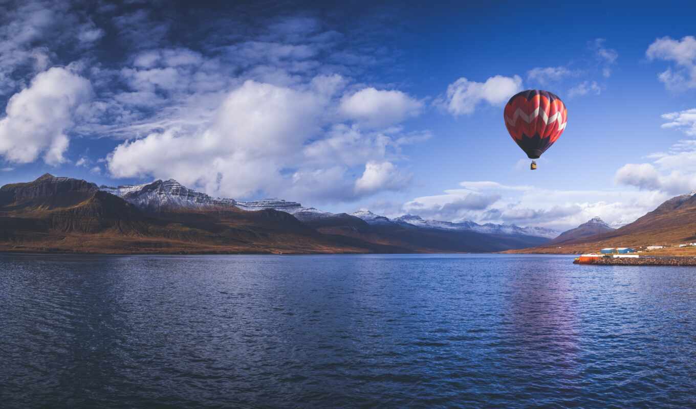 sky, good, background, picture, mountain, air, sea, ball, fly