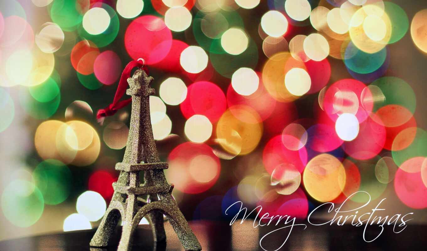 new, lights, year, bokeh, Eiffel, tower