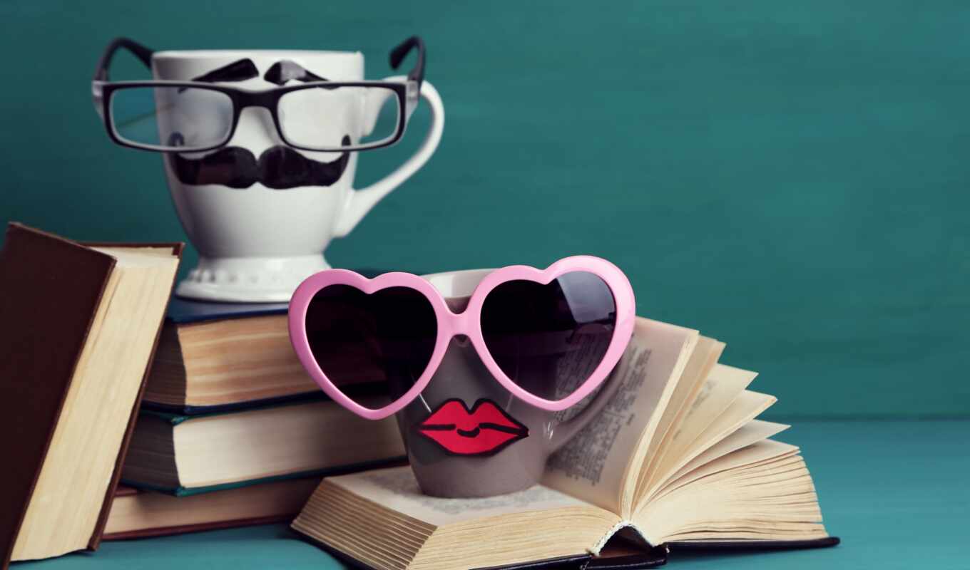 креатив, cute, очки, усы, funny, cup, губы, книги, books