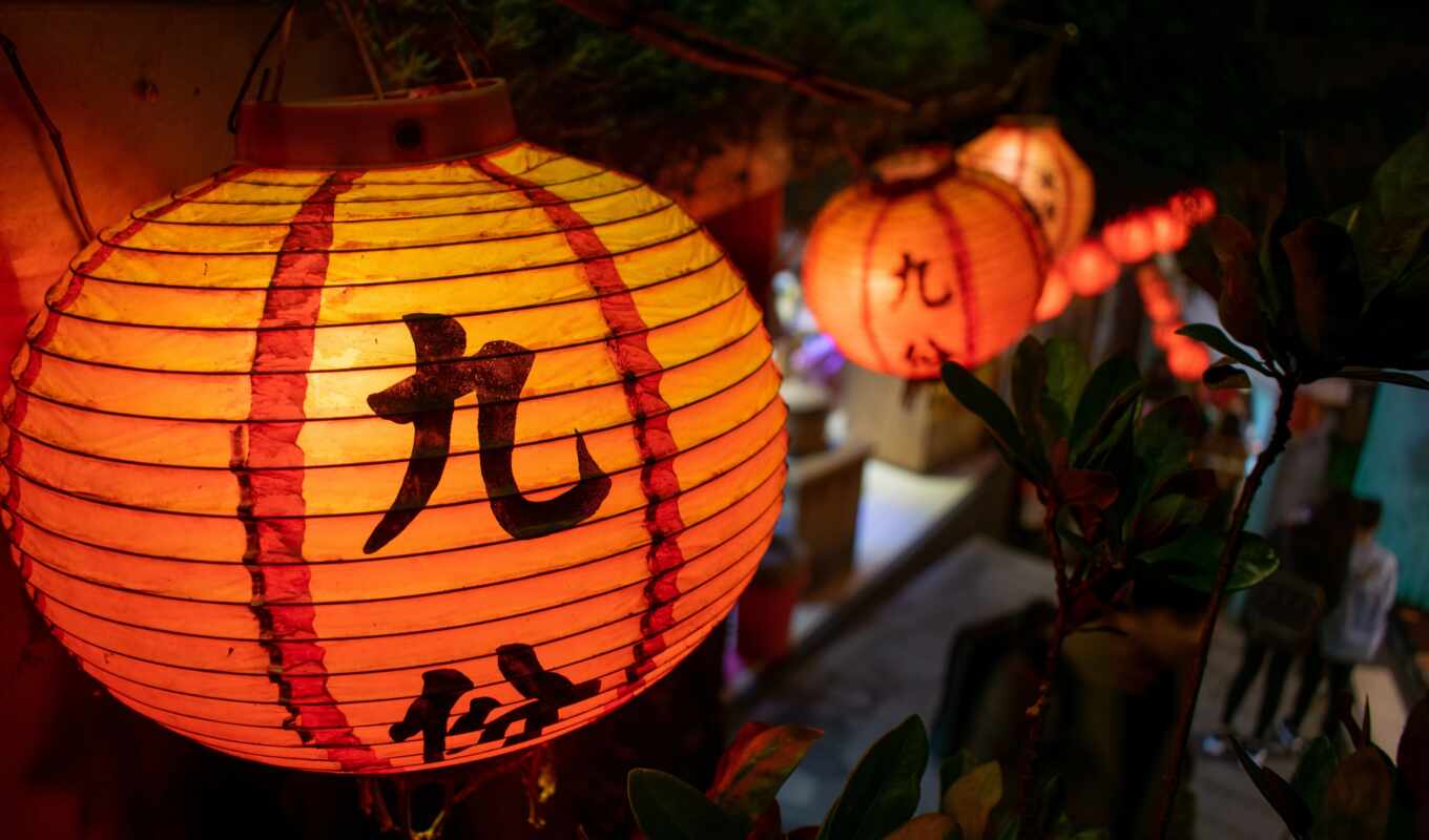 chinese woman, lantern