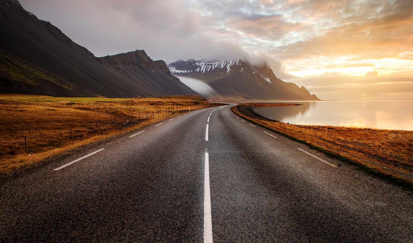 nature, photo, picture, sunset, mountain, road, iceland, expensive, adult, kurchaloevskii