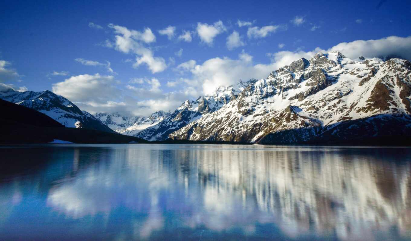 озеро, небо, blue, winter, гора