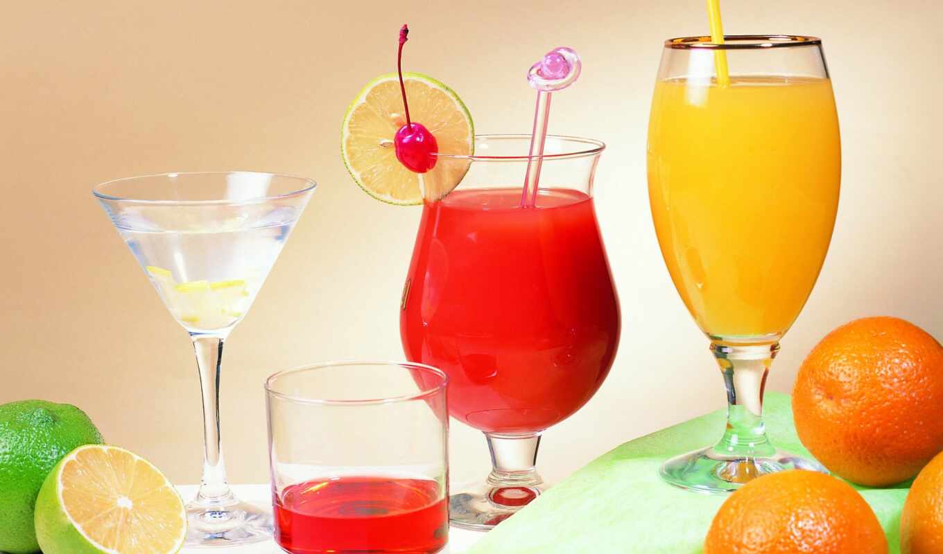 glass, плод, оранжевый, напиток, juice, лайм, бокалы, хайбол