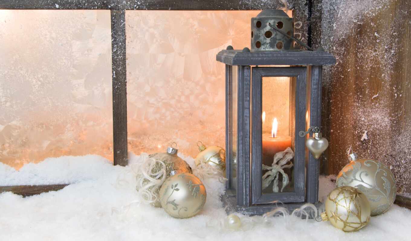 window, new, snow, winter, year, new year, candle, lantern, windows