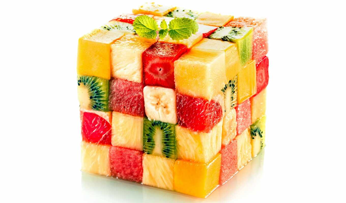 кубик, фруктов, фрукты