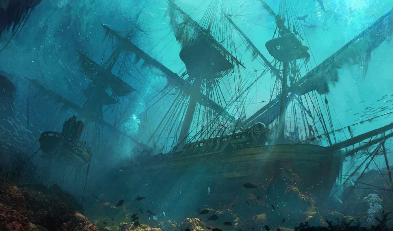 корабль, bottom, мойка, drawing, underwater, starve