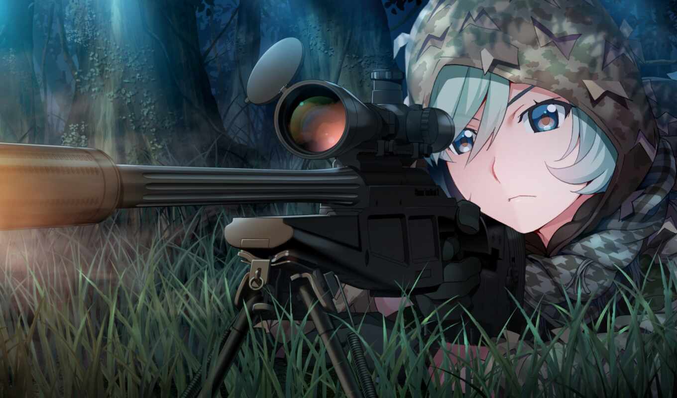 girl, rifle, sniper, anim, abrakadabra