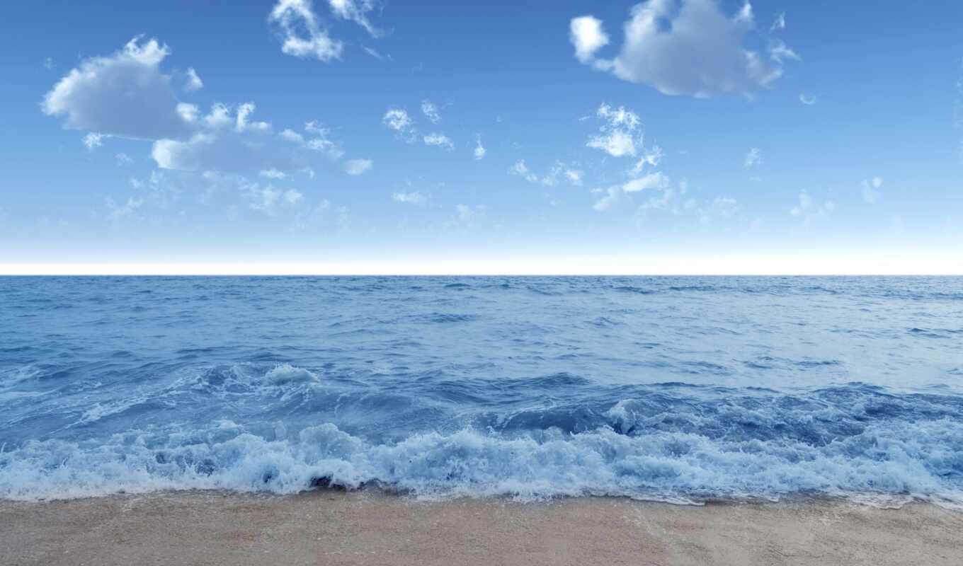 nature, sky, blue, summer, water, beach, landscape, sea, cloud, wave, coast
