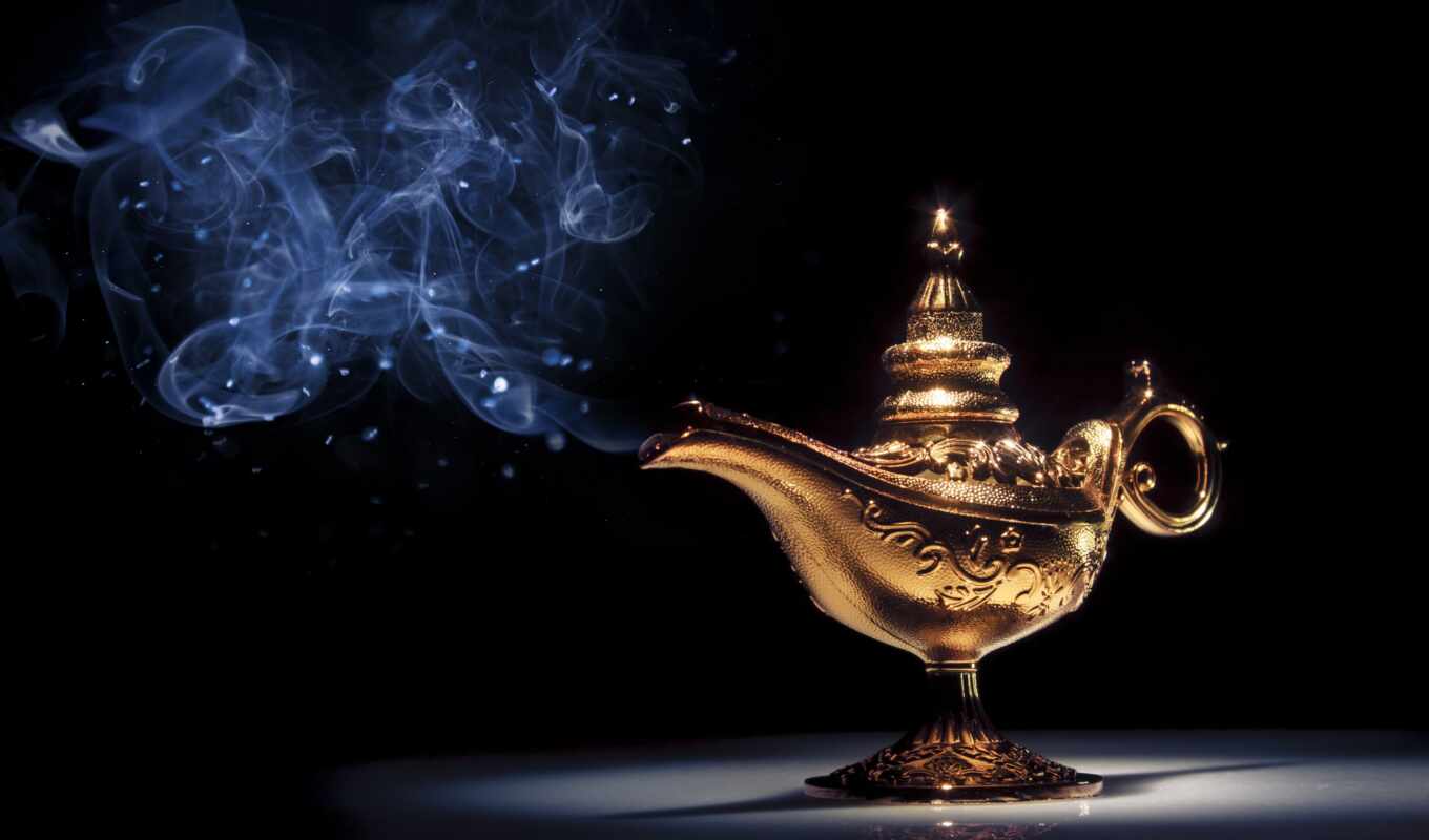 black, smoke, magic, An, lamp, oil, leader, jin, aladdin
