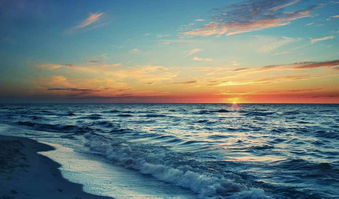 sunset, sea, funart