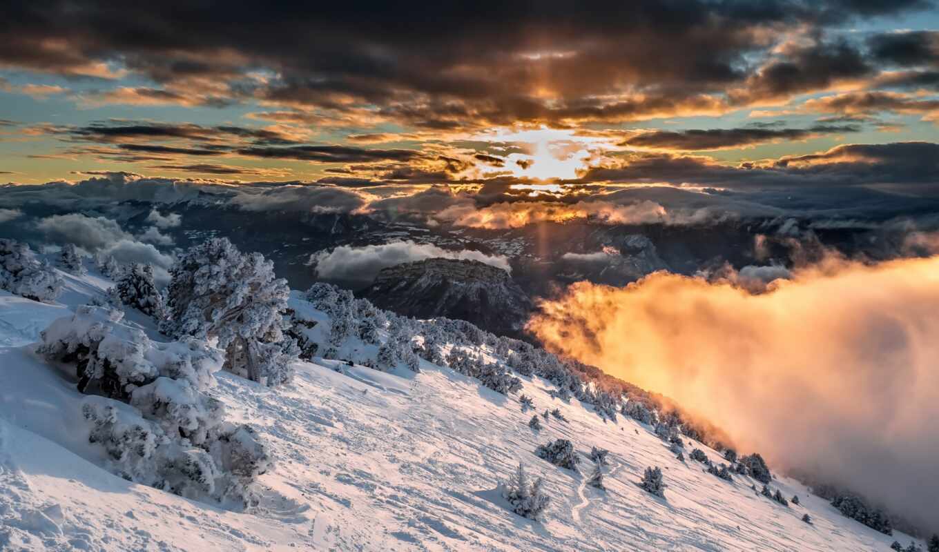 nature, sky, tree, snow, winter, mountain, landscape, cloud, the alps, France