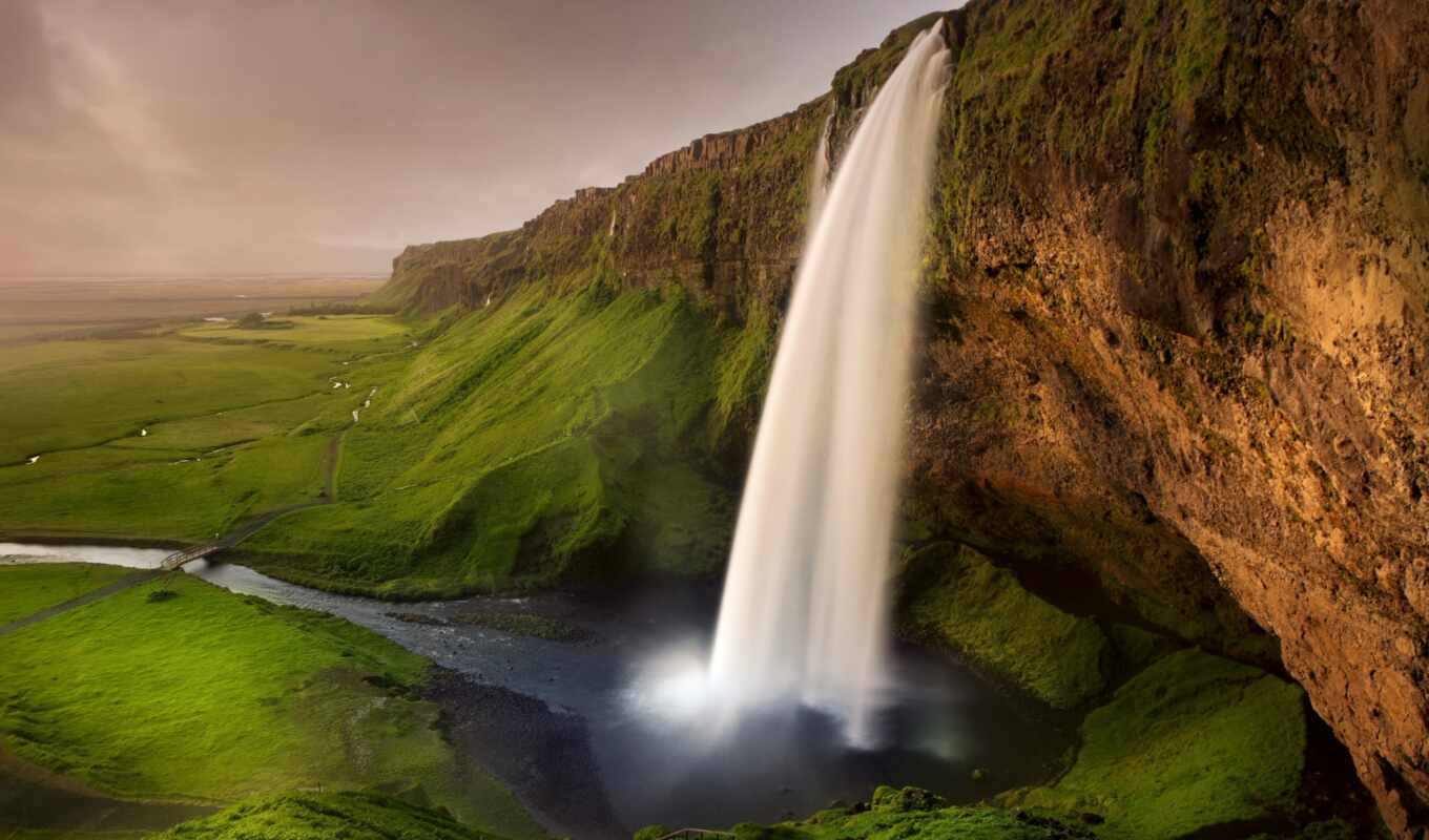 nature, see, waterfall, iceland