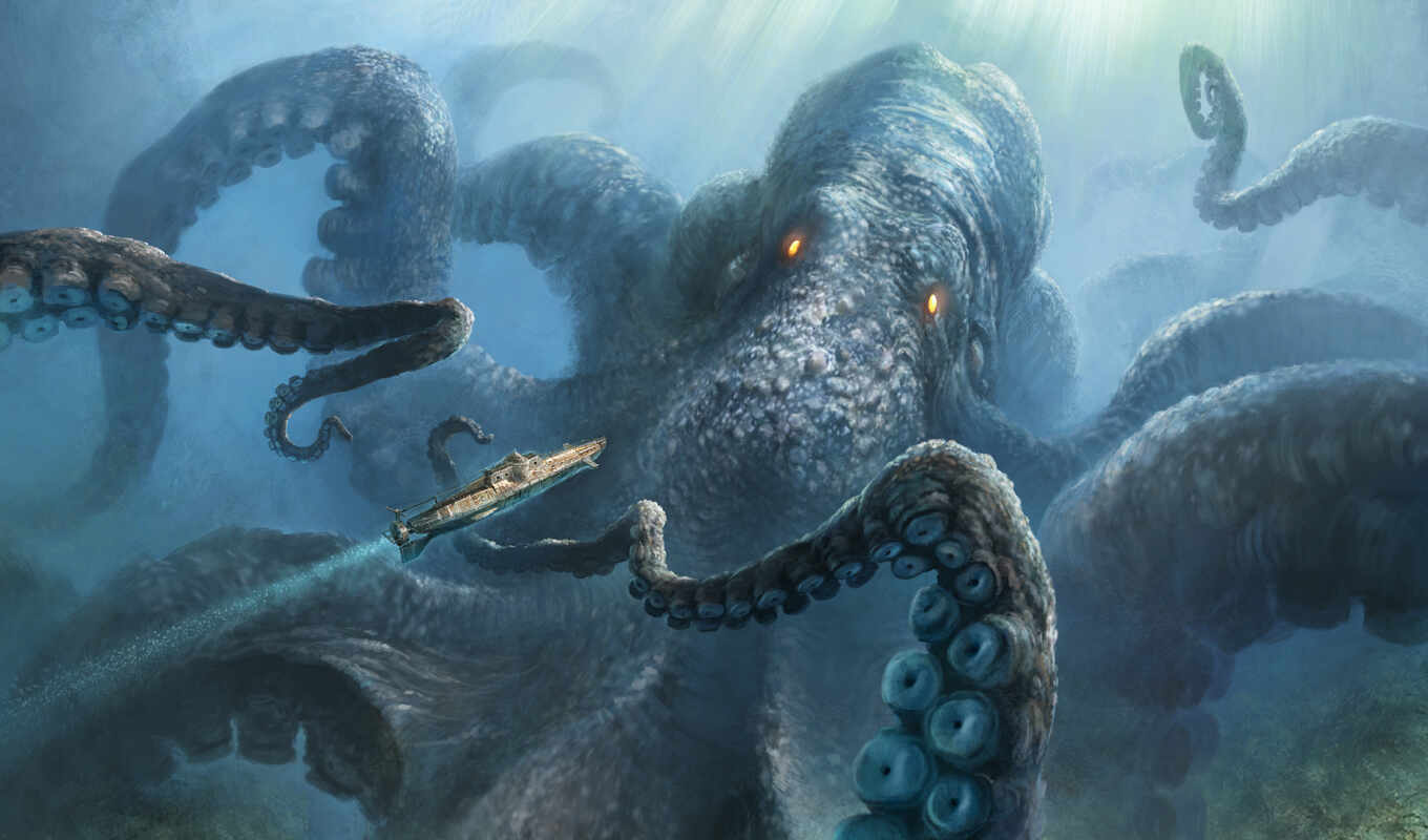 monster, sea, seas, caribbean, disconnected, giant, craken, squid, pirates