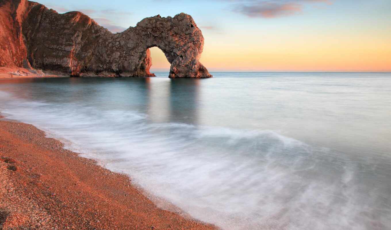 stone, beach, rock, sea, coast, arch, paradise, corner, calmness