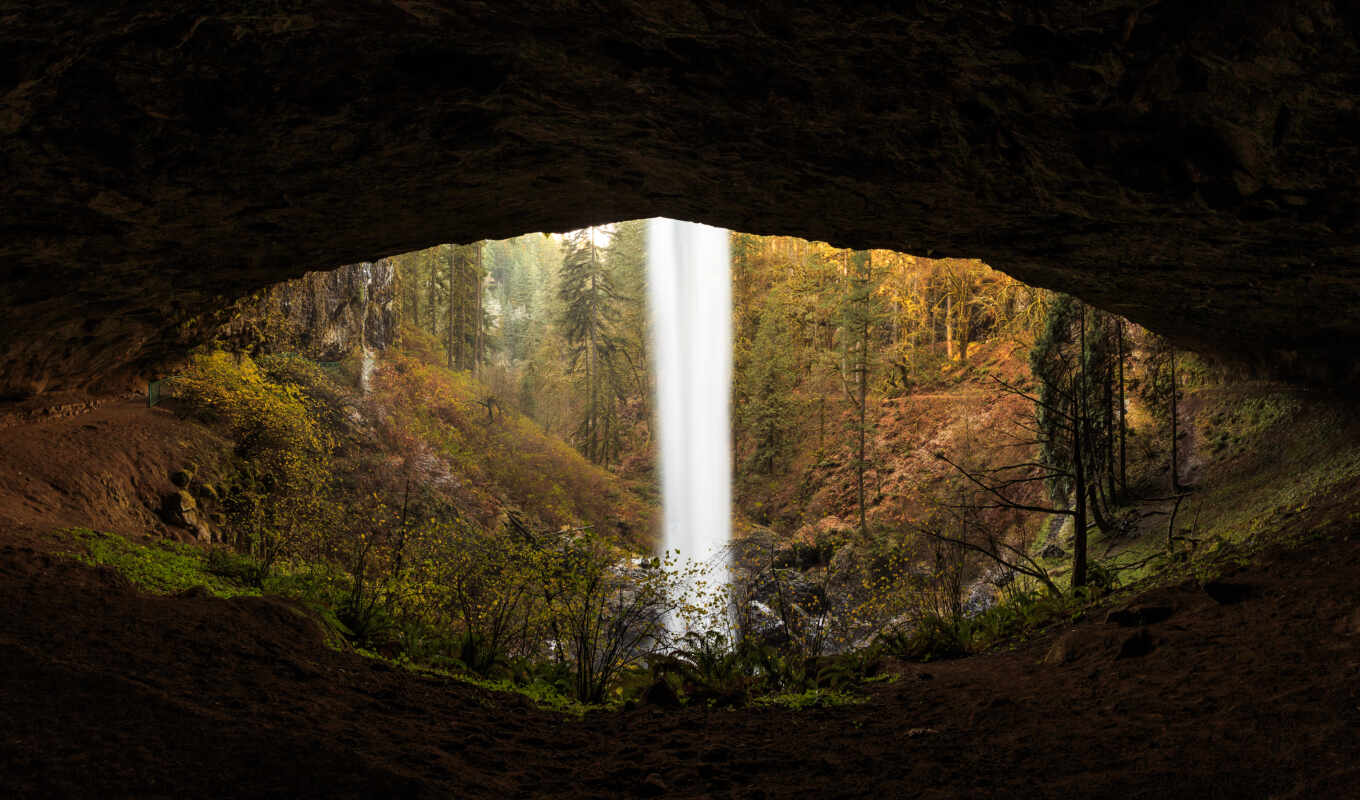 водопад, пещера, идея