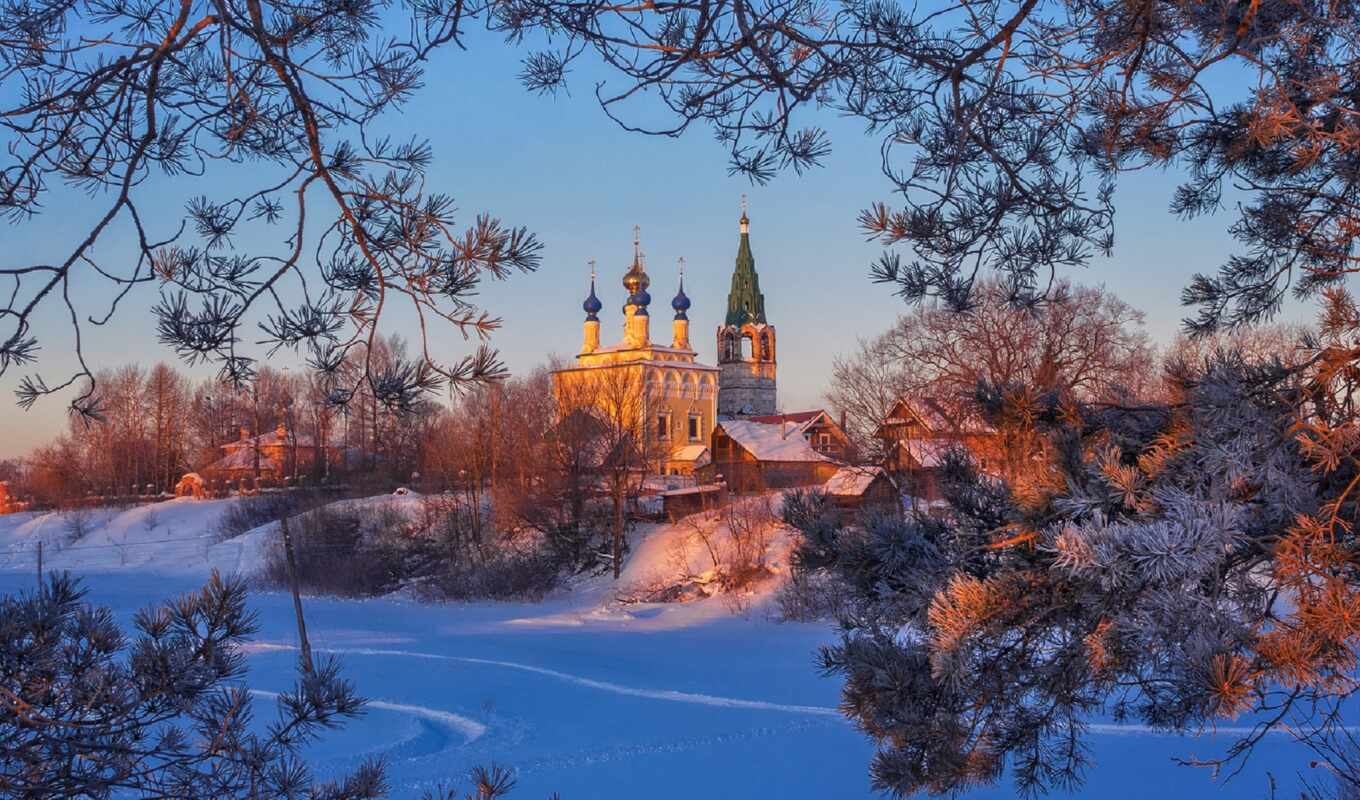 view, photographer, attraction, christmas, village, river, tourist, church, virgin, most holy, ivanov