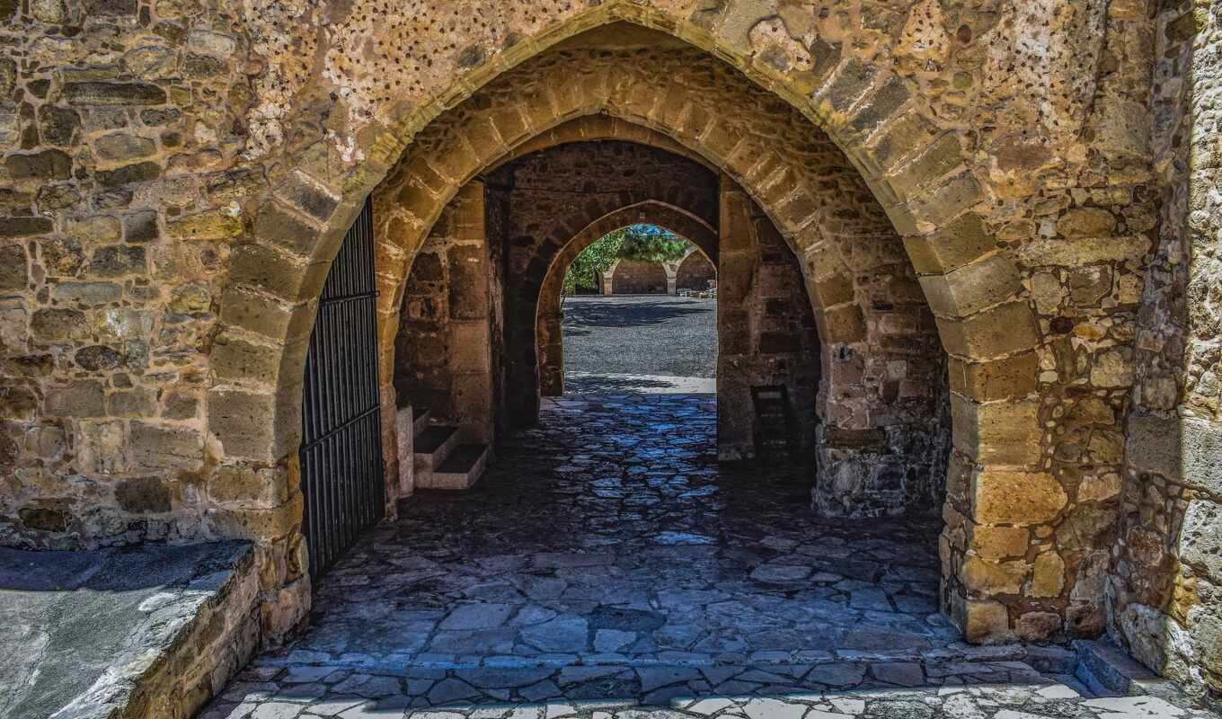 stone, architecture, gate, alley, Cyprus