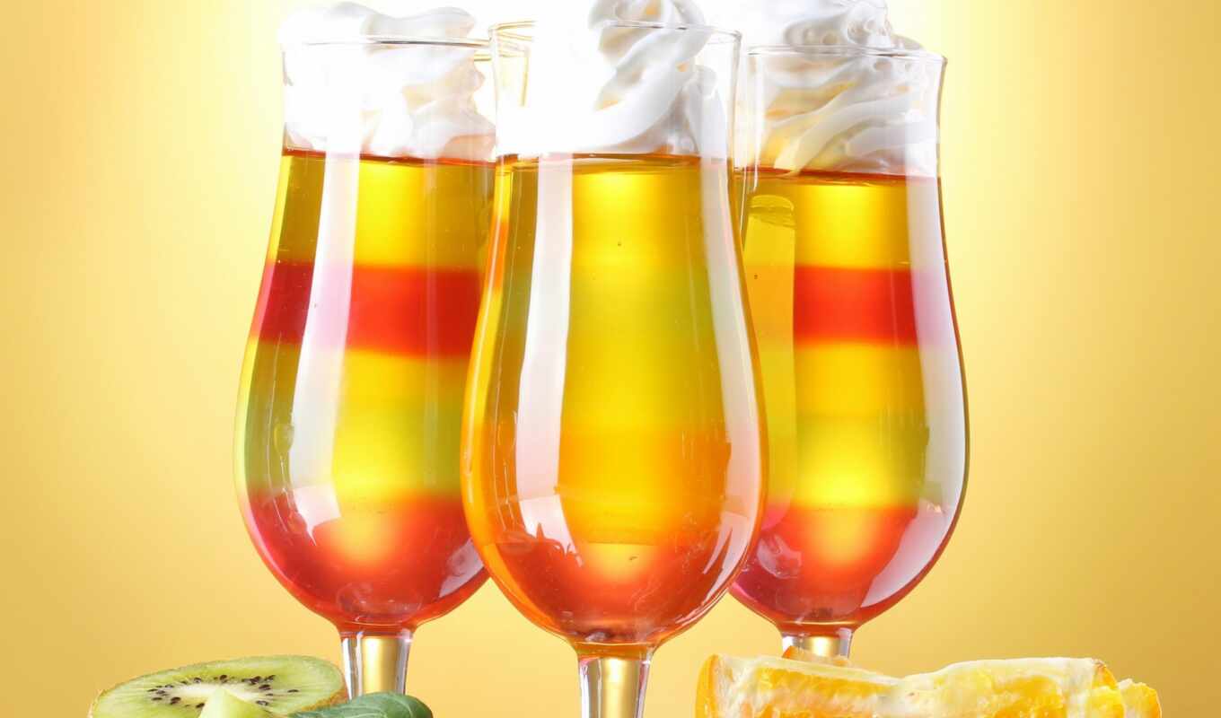 cocktails, fruits, glasses