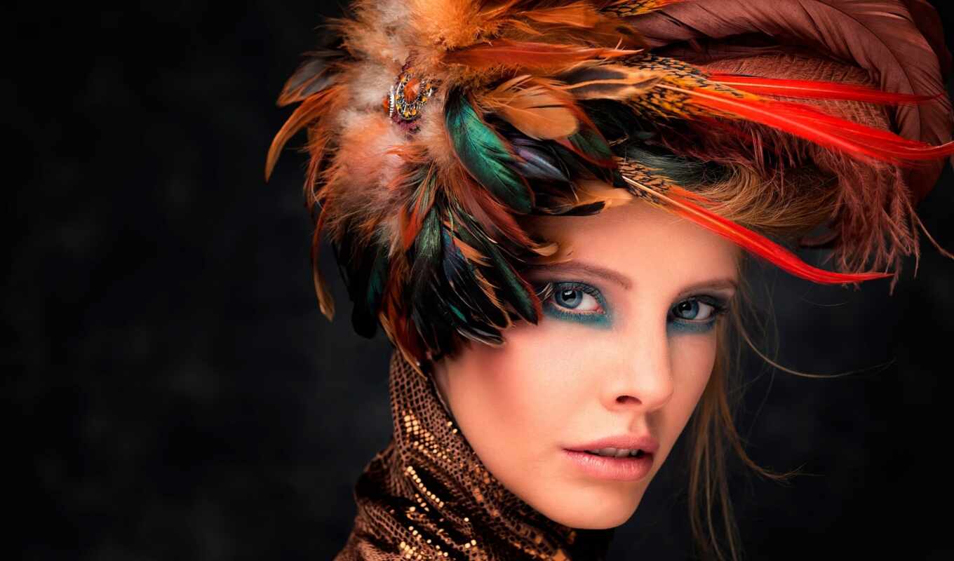 hat, to do, pictures, portrait, makeup, feathers, flowers, jaleesa, returing