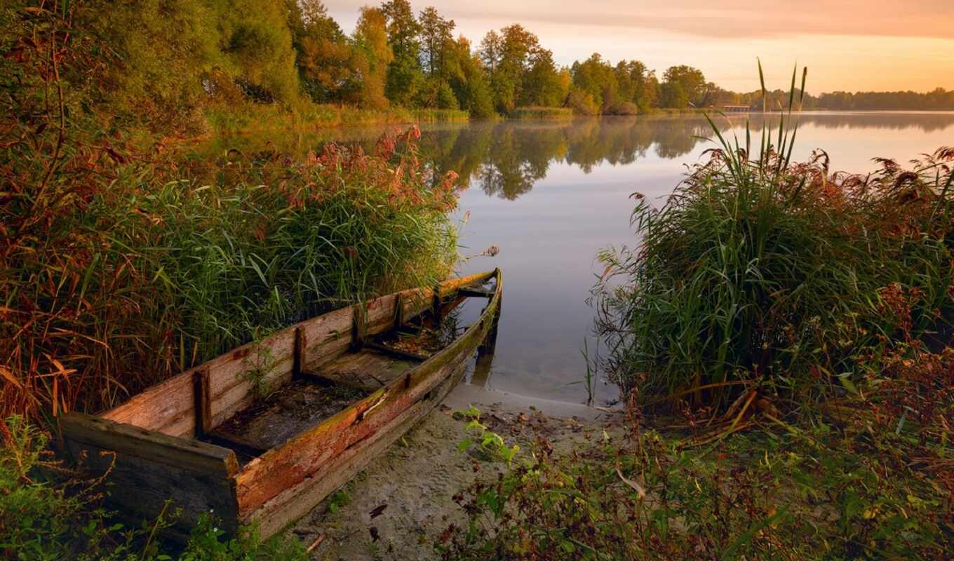 озеро, природа, pic, лодка