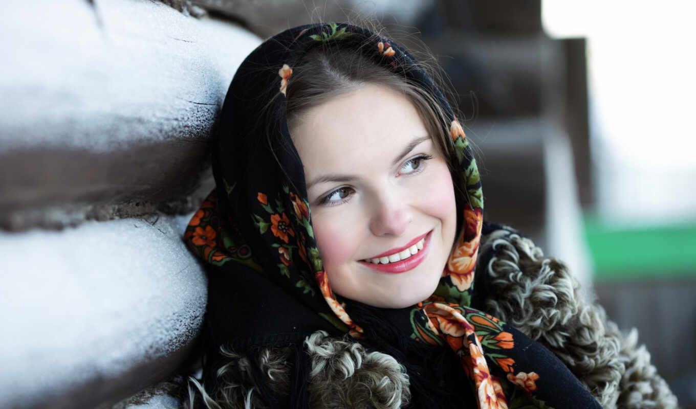 devushki, девушка, платке, красивые, улыдка, красиво, русские, 