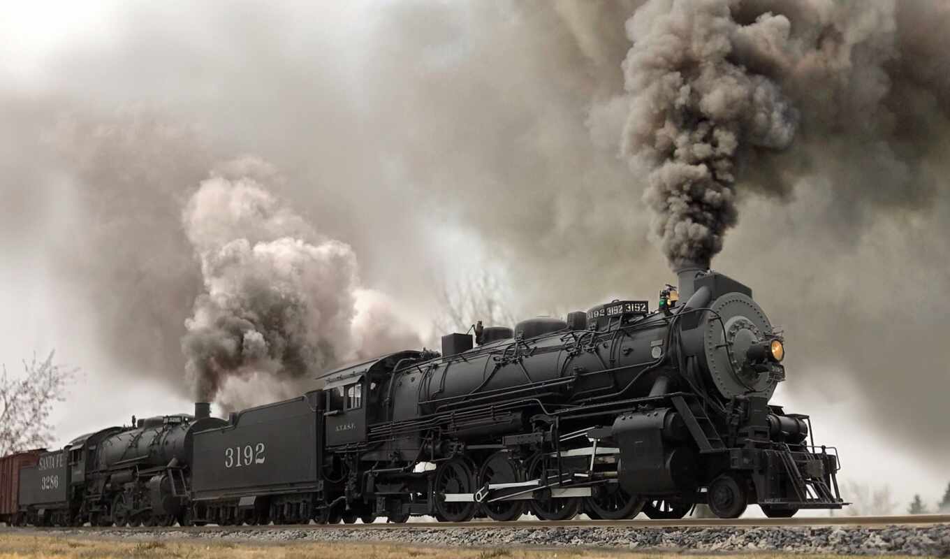 дым, поезд, steam, локомотив, vehicle
