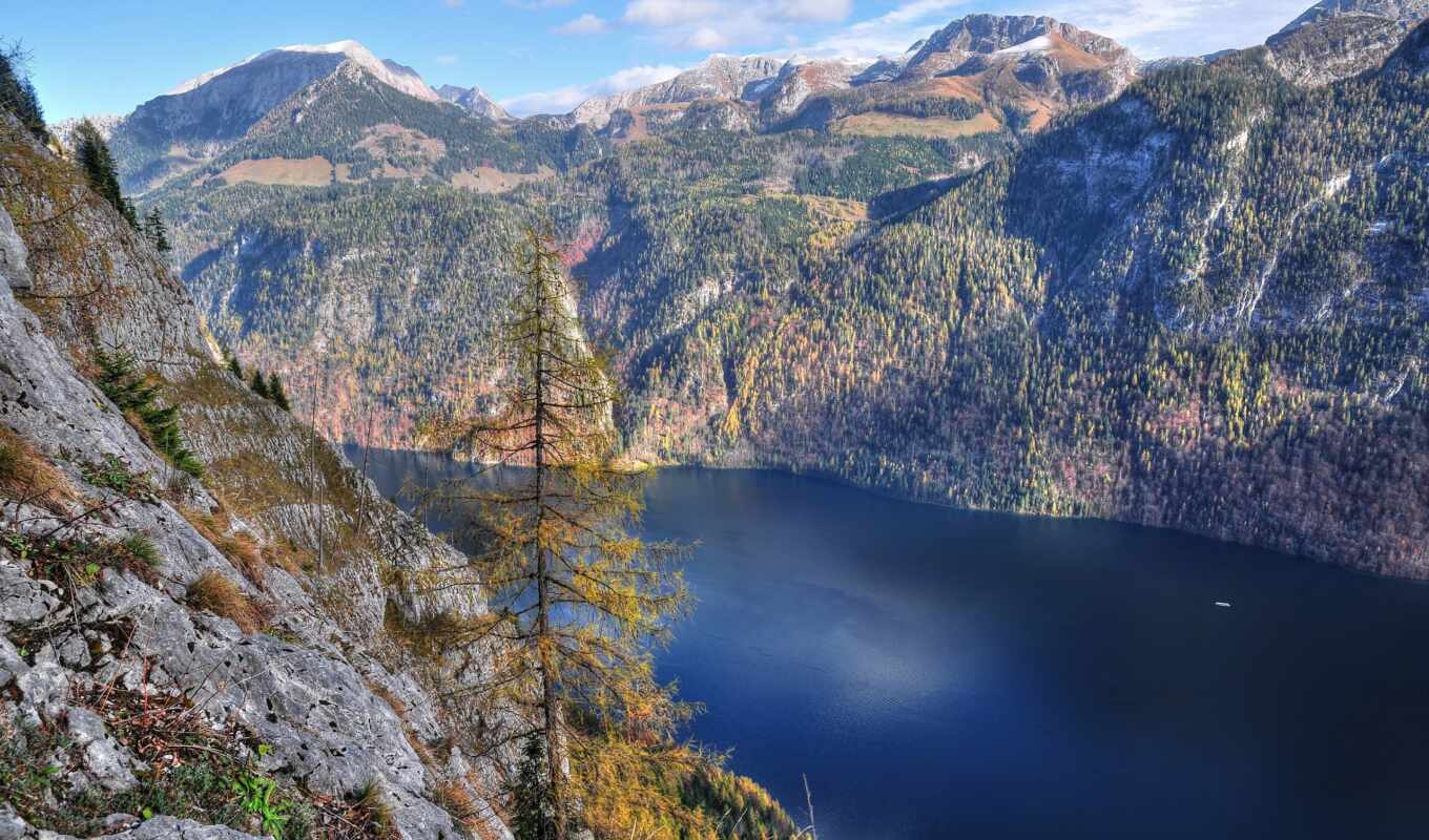 озеро, природа, страница, лес, trees, туман, fjord, poly, горы, лодки, леса