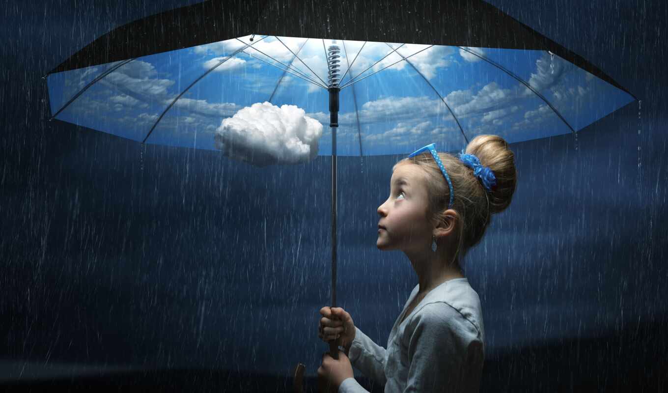 girl, rain, weather, cloud, human, umbrella, tuchka