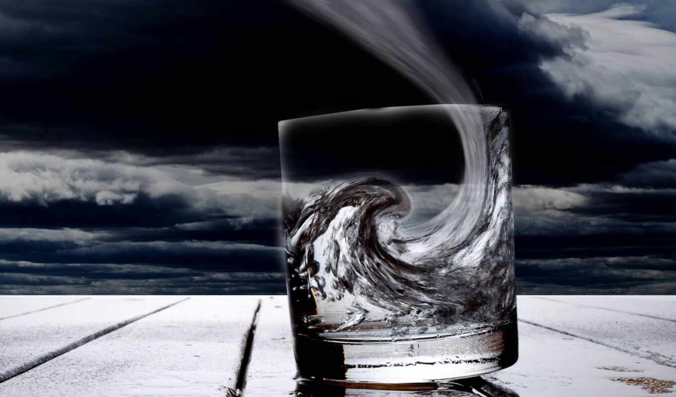 wallpaper, photo, graphics, stars, a glass, the storm, water, C