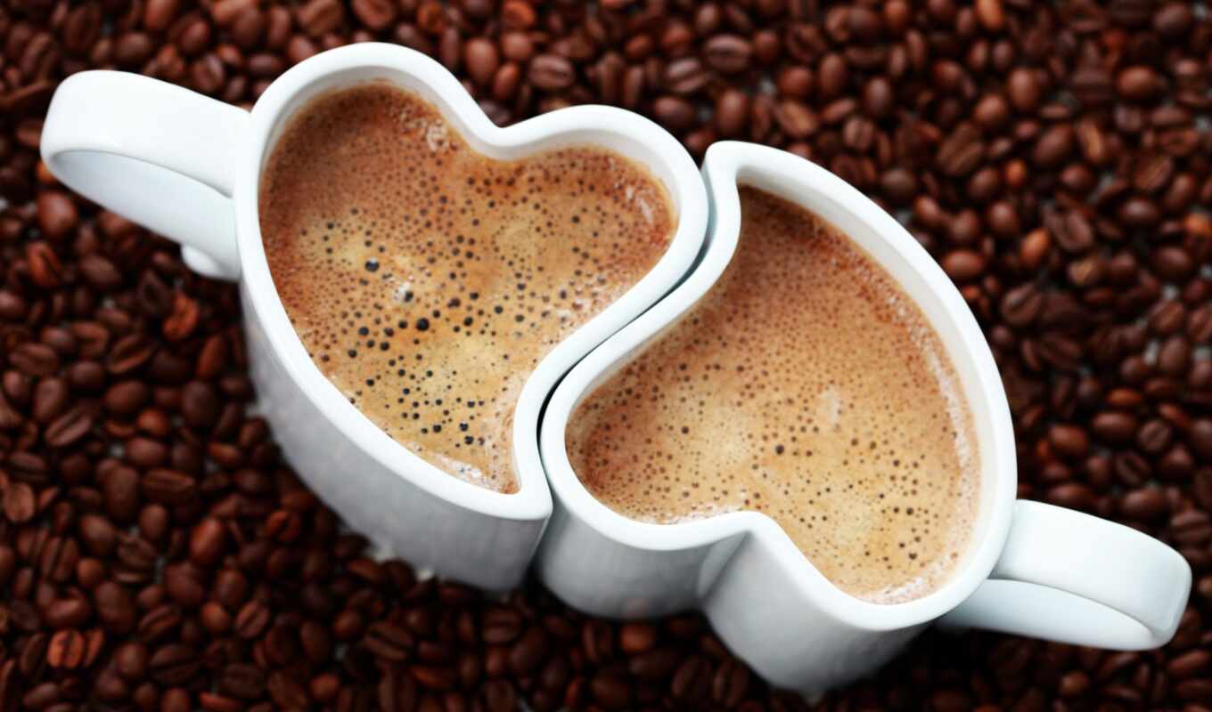coffee, heart, morning, cup, drink, seed, foam