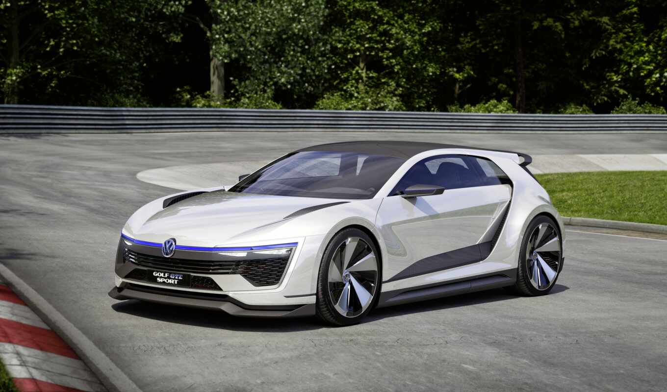 white, auto, sport, car, concept, golf, for Volkswagen, gte, sporty