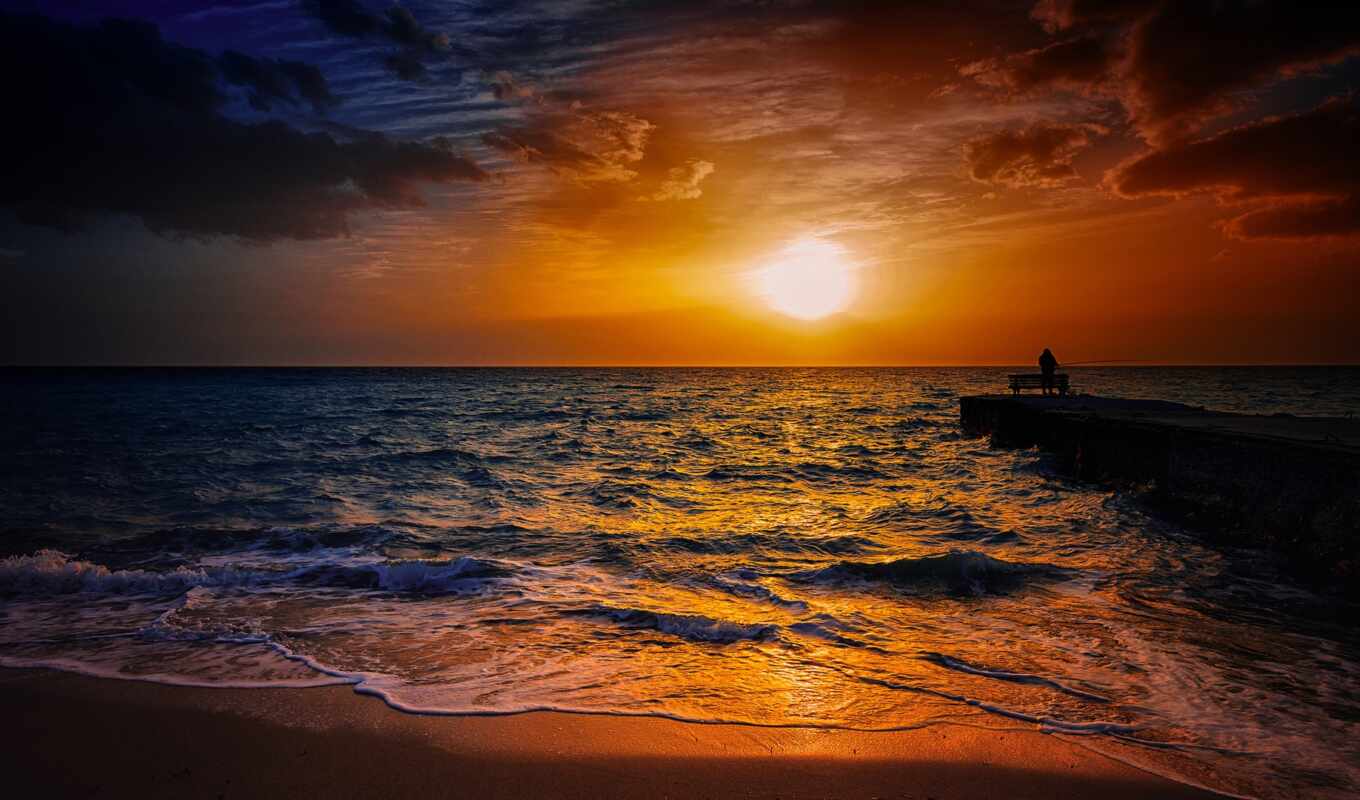 sunset, ocean
