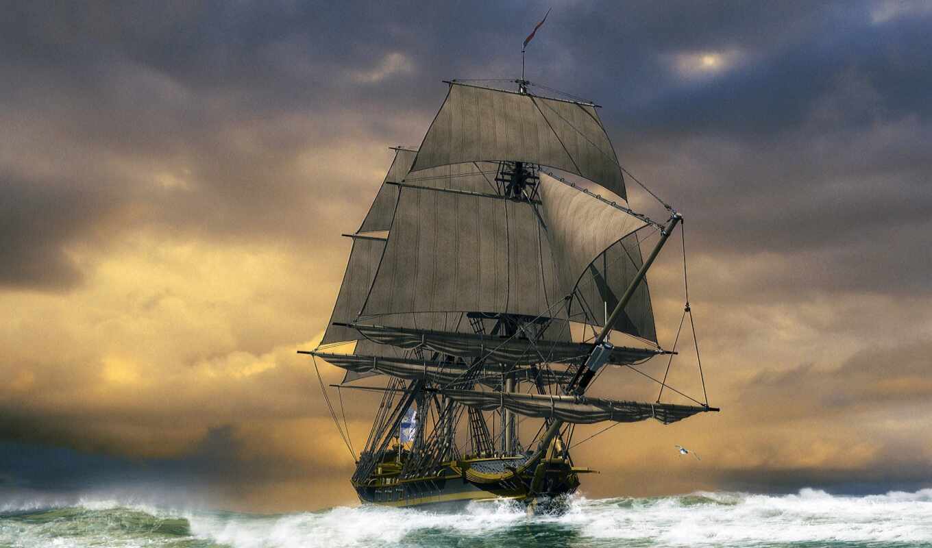 the storm, ship, port, sailboat, safe