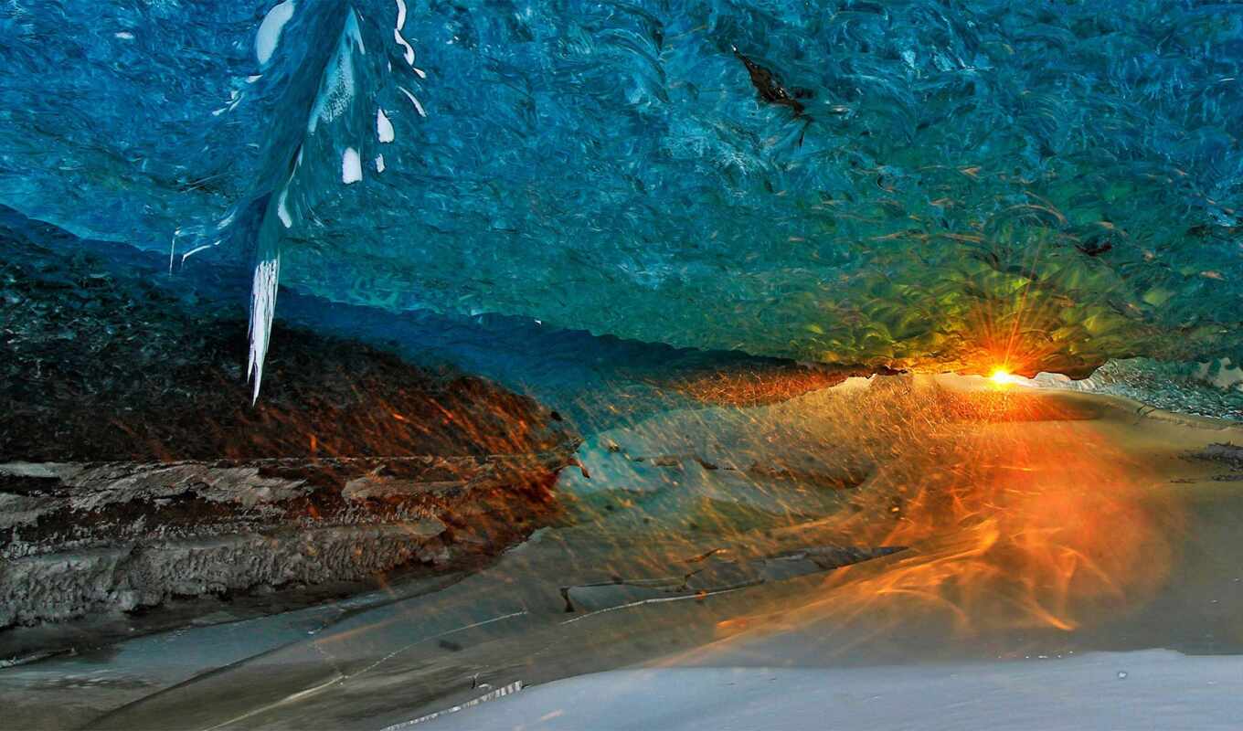 ice, sunset, gallery, iceland, glacier, cave