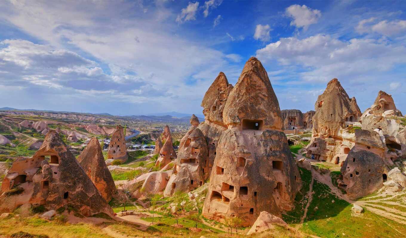 фото, house, гора, rock, castle, turkey, cappadocia, uchisara, uchisar
