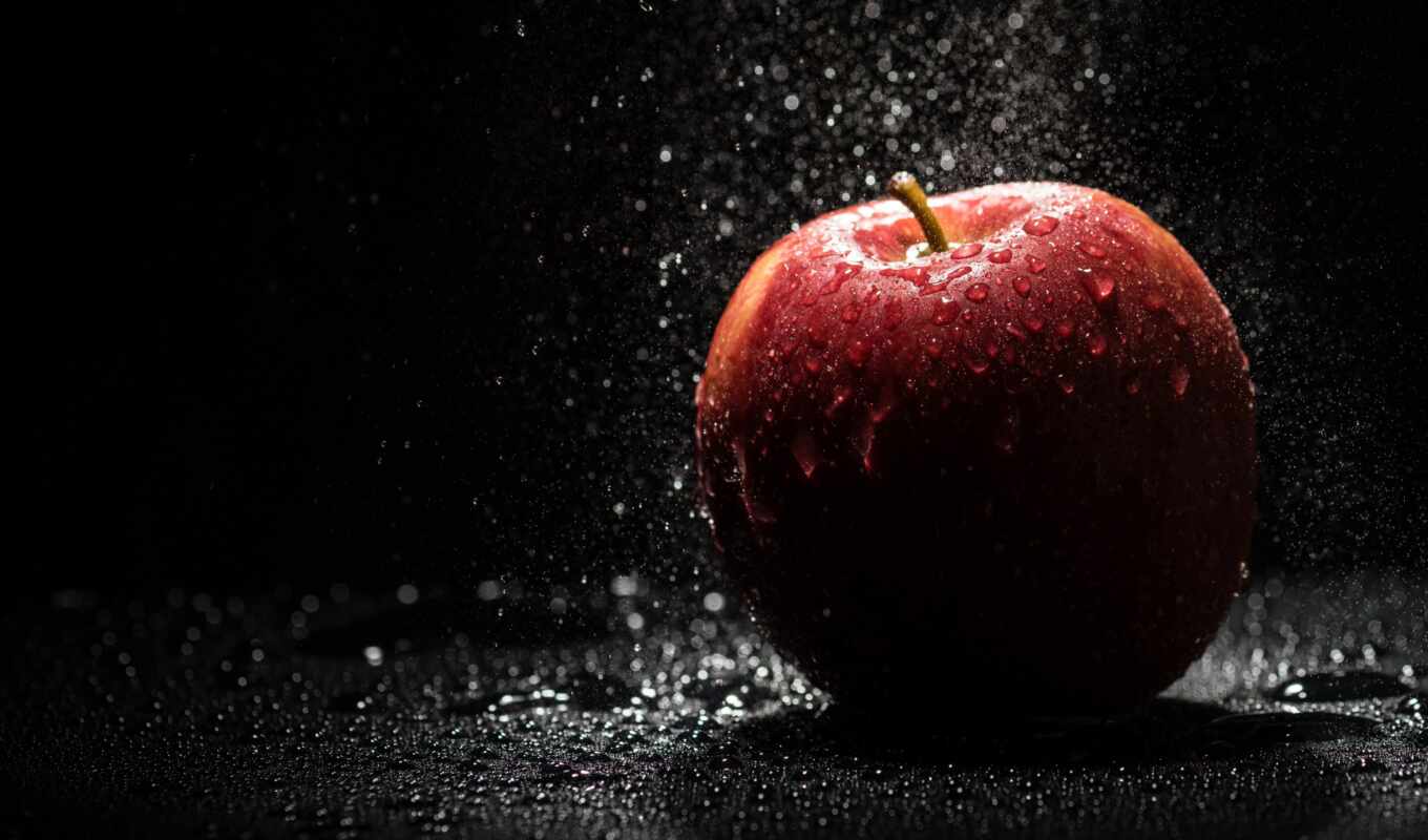 drop, apple, water, брызги