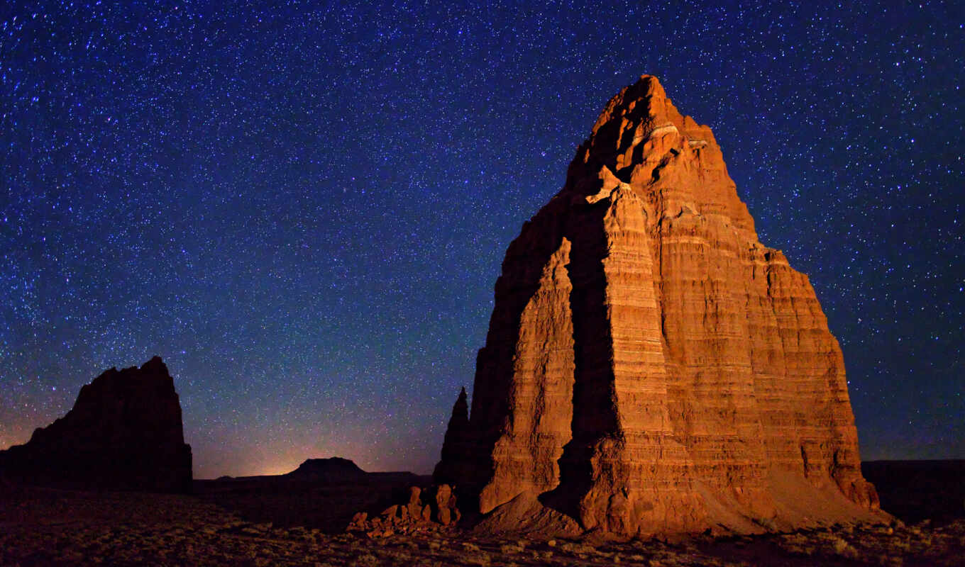 nature, sky, desert, starry, rocks