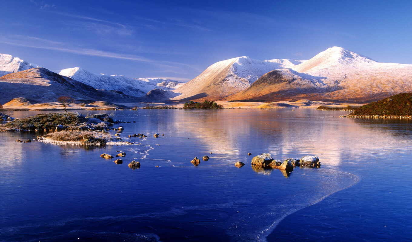 lake, nature, sky, ice, snow, winter, mountain, reflection