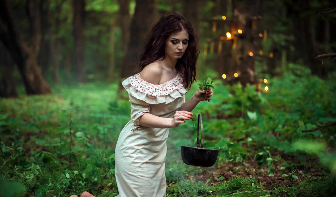girl, forest, witch, young, cook, potion
